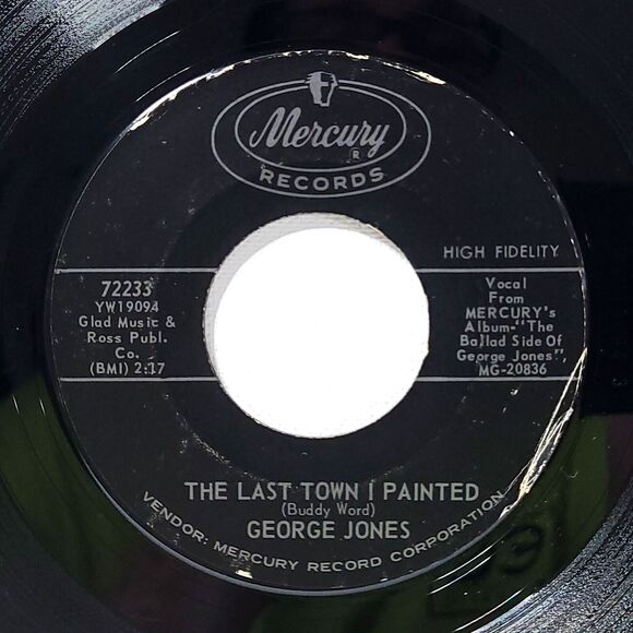 George Jones 45 The Last Town I Painted / Tarnished Ángel on Mercury VG Country - Picture 1 of 2